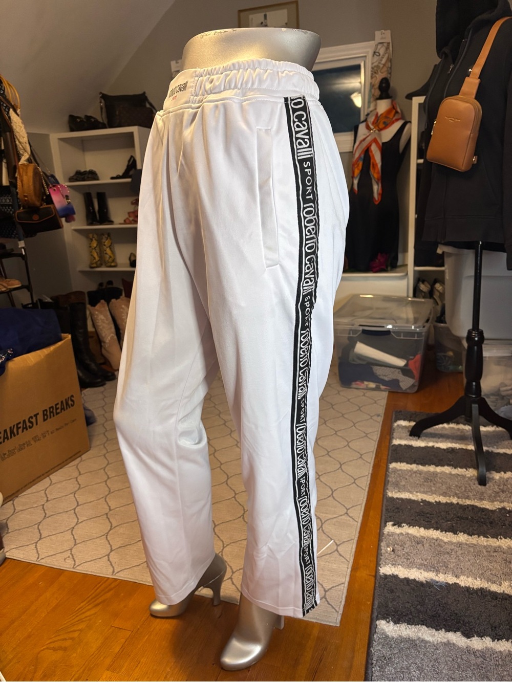 Roberto Cavalli Sport White Track Pants – Luxury Italian Athleisure Men’s Size L - Picture 4 of 9